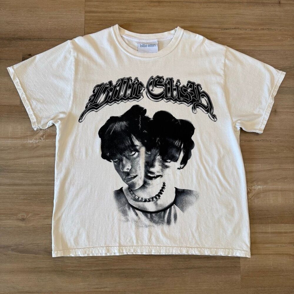 Billie Eilish Hit Me Hard & Soft White Double Face Tour Shirt Size Large Pop
